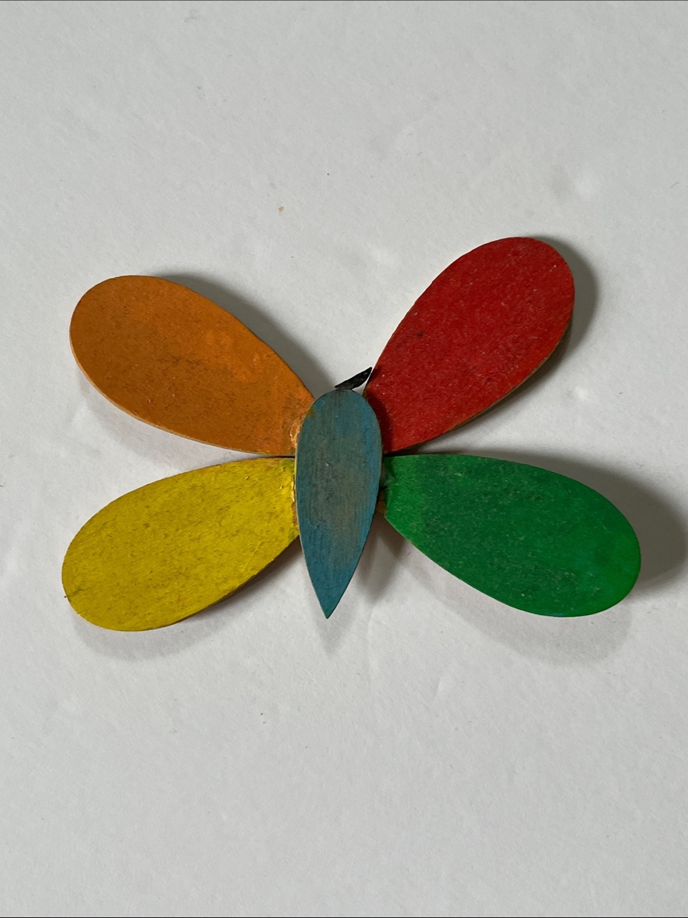 Handmade Vintage Rainbow Butterfly Refrigerator Magnet 80s Wooden Ice Cream OOAK